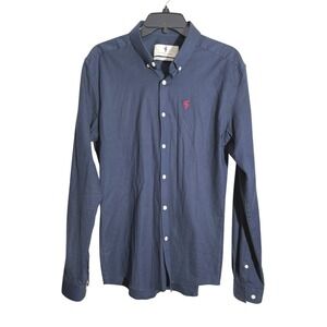 Father Sons Stretch Slim Fit Navy Long Sleeve‎ Button Down Sz LG